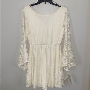 NWT cream lace bell sleeve dress